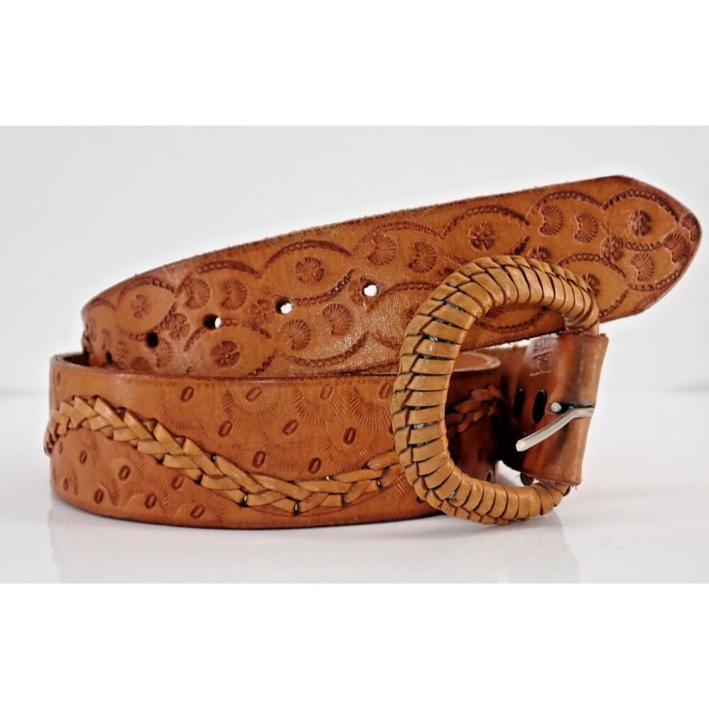 Stamped Leather Mens Size 38 Western Snake Stamp Leather Belt Made in Mexico NEW - Picture 8 of 16